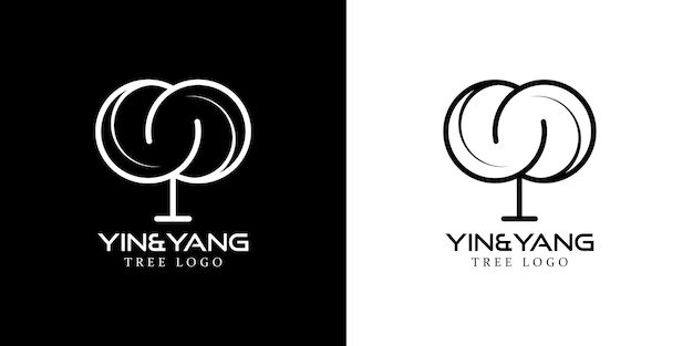 logotipo moderno de la línea de yin y yang