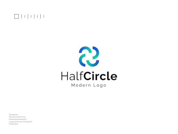 El logotipo moderno de medio círculo