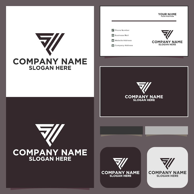 Logotipo moderno y moderno del monograma del triángulo inicial SL o U