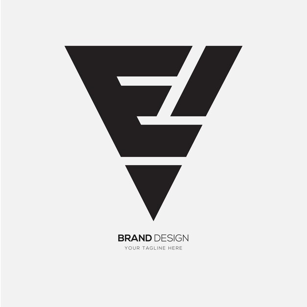 El logotipo moderno del monograma en negrita de forma plana de la letra Ev o Ve