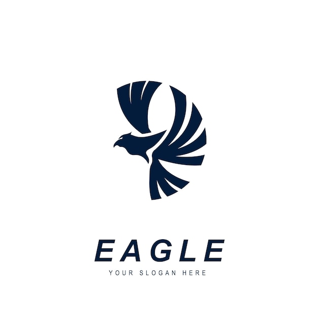 Logotipo moderno y muy simplista Eagle en una posición de vuelo tiene una forma perfecta en un círculo