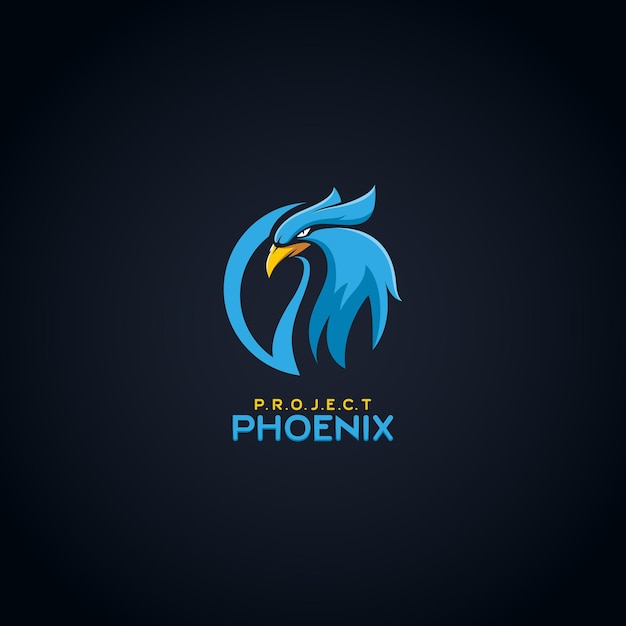 Vector logotipo moderno de pájaro fénix azul