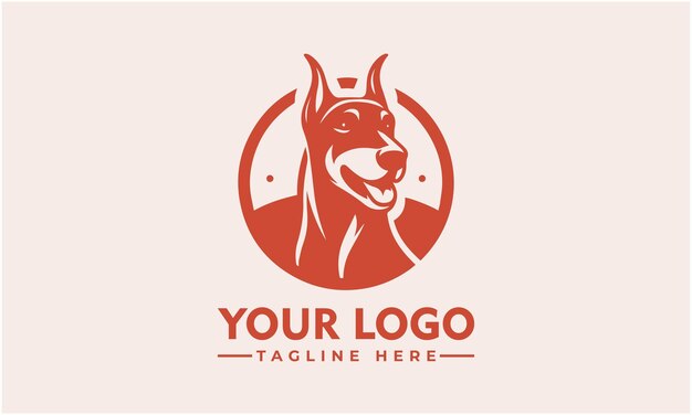 El logotipo moderno del perro Doberman geométrico en el escudo heráldico Diseño limpio para una excelente legibilidad