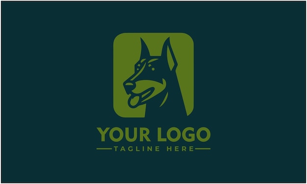 El logotipo moderno del perro Doberman geométrico en el escudo heráldico Diseño limpio para una excelente legibilidad
