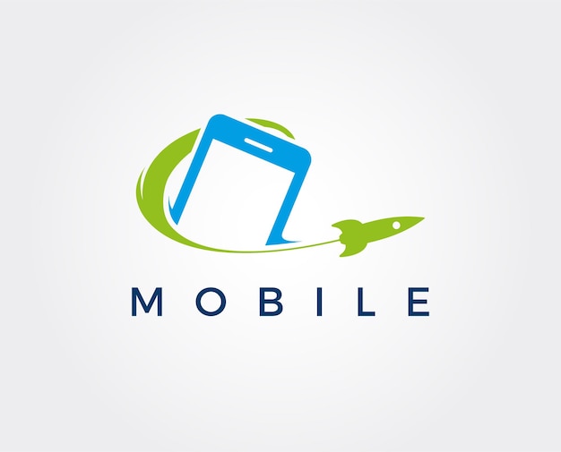 Logotipo moderno de Phone Booster con símbolo de cohete Vector de plantilla de logotipo de Elegant Fast Phone