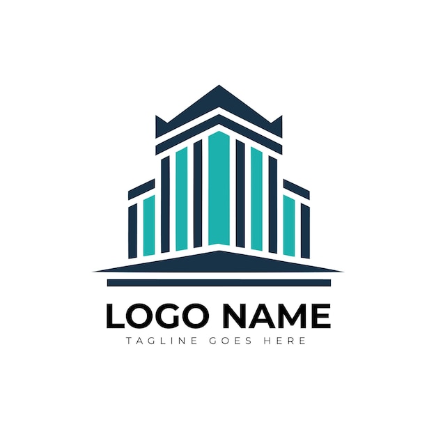 Logotipo moderno de rascacielos para bienes raíces y construcción