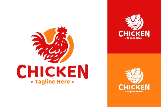 El logotipo moderno del restaurante de pollo con el icono del gallo
