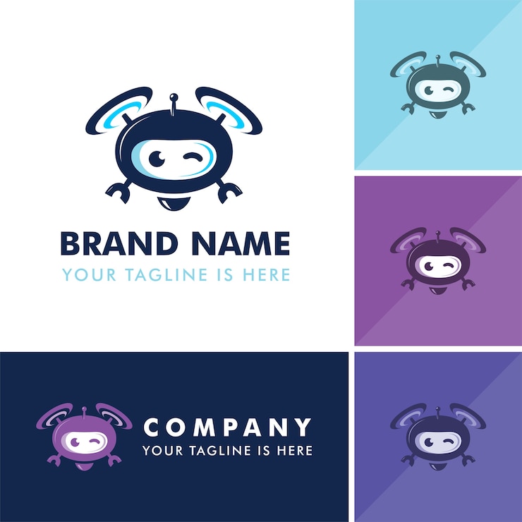 Vector logotipo moderno de robot drone