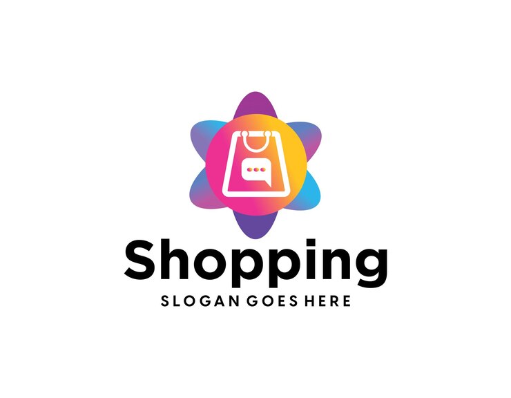 Vector logotipo moderno simple para compras felices