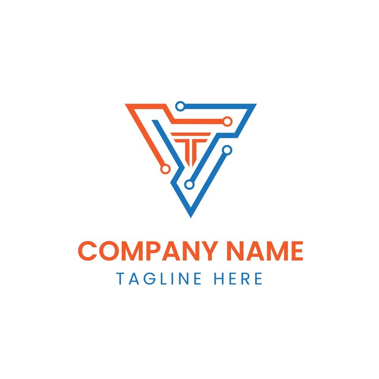 Vector logotipo moderno t triangle tech t