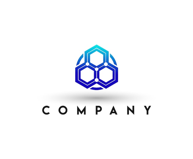 Logotipo moderno de tecnología hexagon