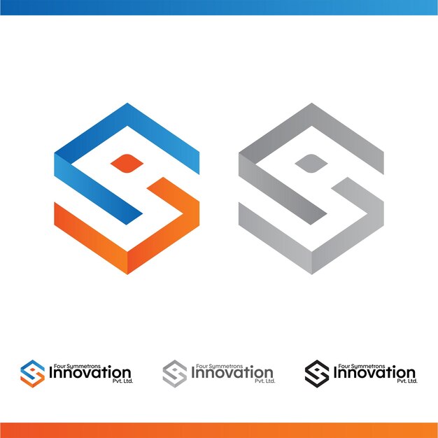 logotipo moderno de tecnología de innovación de cuatro symmetrons