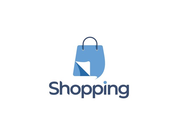 Logotipo moderno de la tienda en línea con ilustración de bolsa de compras