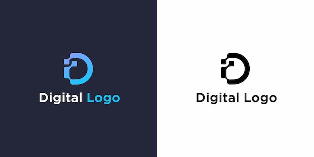 Logotipo moderno vector letra d digital