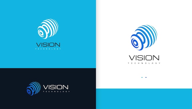 Logotipo moderno de visión ocular cámara abstracta o diseño de logotipo cctv adecuado para logotipos de negocios y tecnología icono de medios futuristas