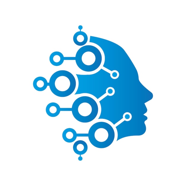El logotipo de la molécula cerebral del ADN Diseño del logotipo médico Icono abstracto digital Logotipo tecnológico de la cabeza humana