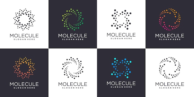 Logotipo de molécula con estilo de elemento creativo Vector Premium