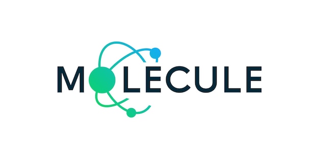 Logotipo molecular colorido con ilustración vectorial de tipografía de fuente