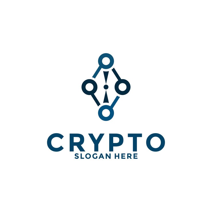 Vector logotipo de moneda digital con tecnología blockchain vector de logotipo de tecnología financiera o fintech