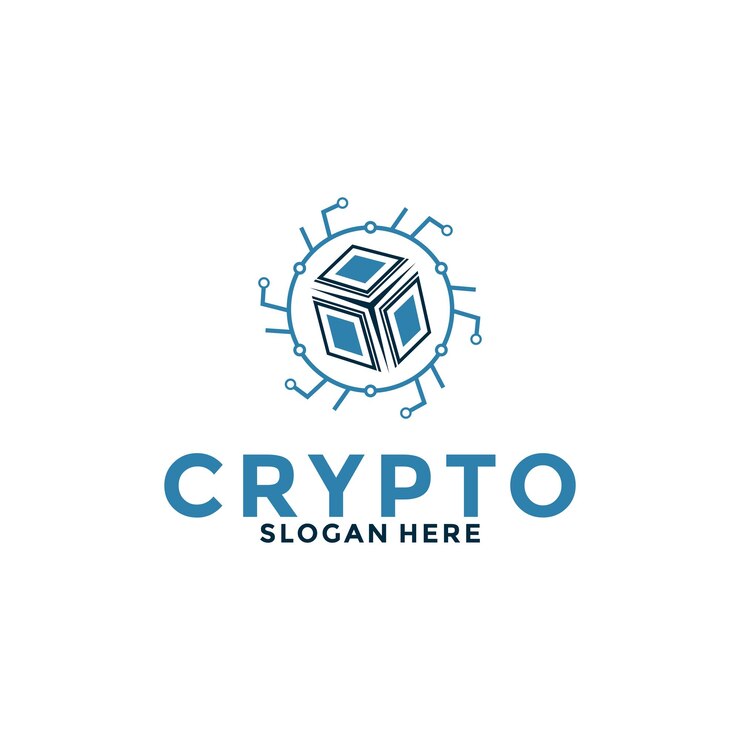 Vector logotipo de moneda digital con tecnología blockchain vector de logotipo de tecnología financiera o fintech