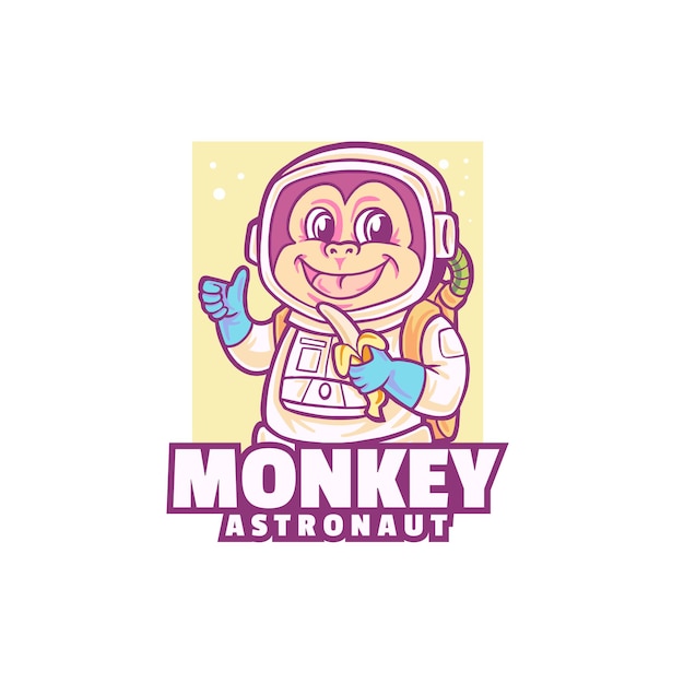 Logotipo de mono astronauta aislado en blanco