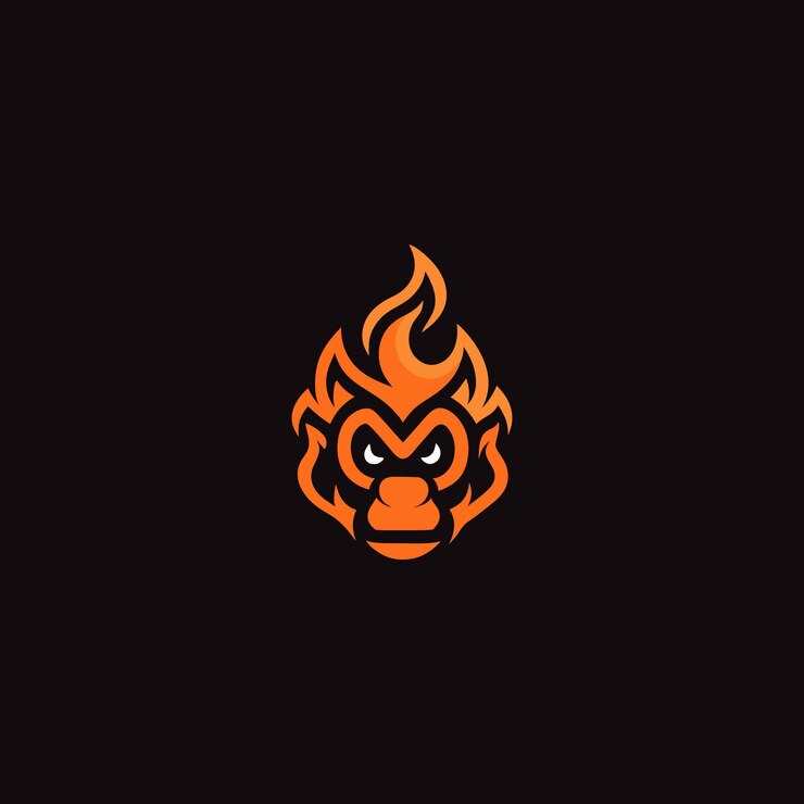 Vector el logotipo del mono de fuego es un icono creativo y único.