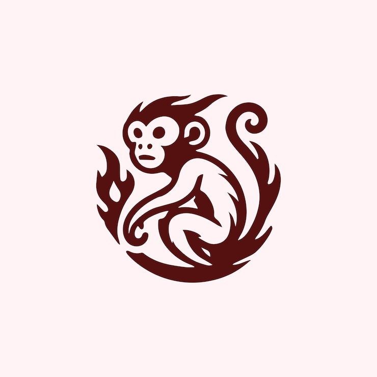 Vector el logotipo del mono de fuego