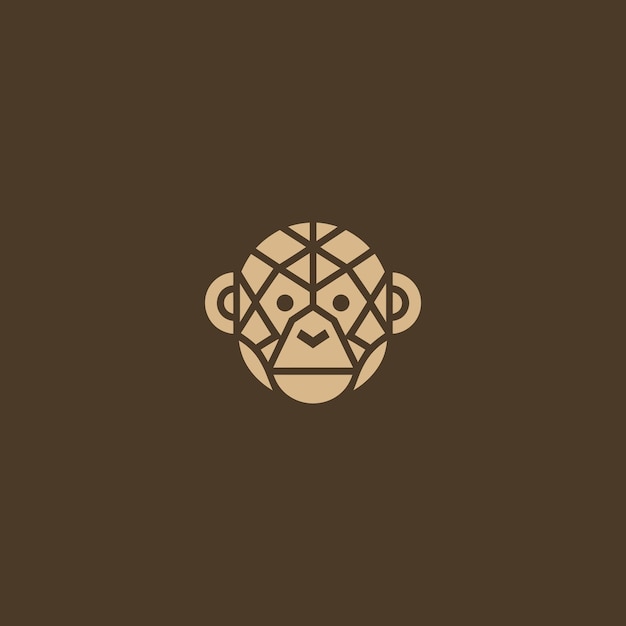 Logotipo de mono geométrico simple Cabeza de mono mínima construida con formas geométricas