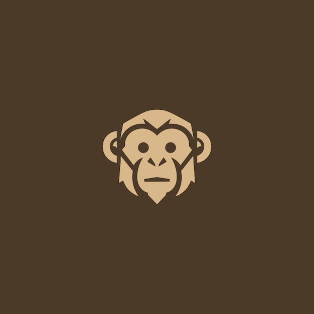Logotipo de mono geométrico simple Cabeza de mono mínima construida con formas geométricas