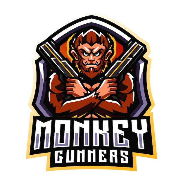 un logotipo para un mono con un mono en él