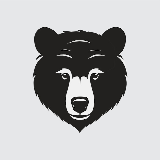 Logotipo monocromático de cabeza de oso simple