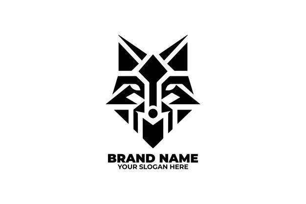 El logotipo monocromático de la cara de zorro geométrica abstracta
