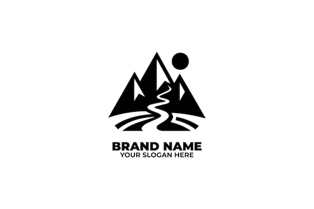 El logotipo monocromático de la Montaña Triangular con Camino