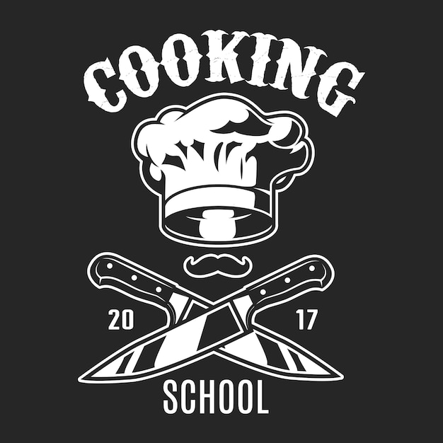 Logotipo monocromo de cocina vintage