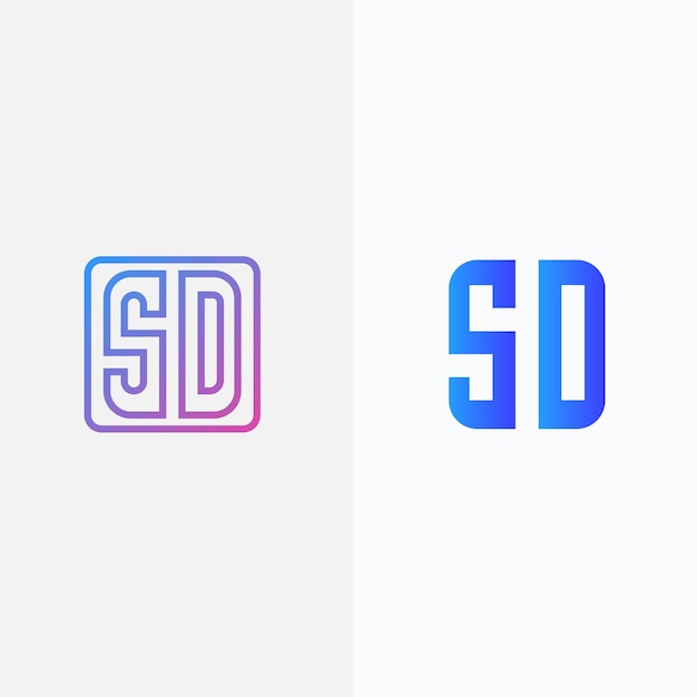 Logotipo de Monogram SD con plantilla de diseño de estilo de forma