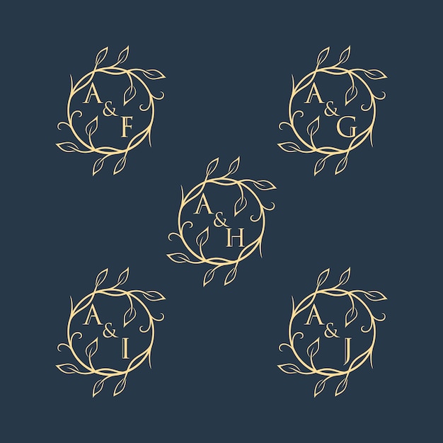 LOGOTIPO MONOGRAMA AISLADOS TEMAS DE BODA DE LUJO DORADOS