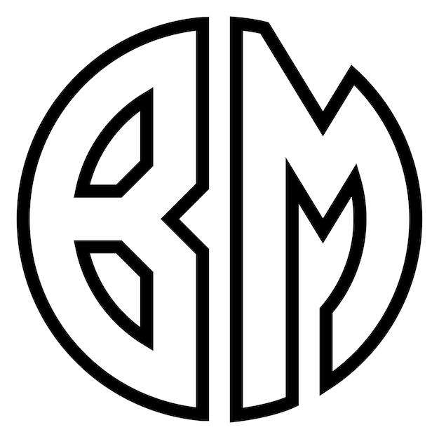 El logotipo del monograma de BM en un diseño circular