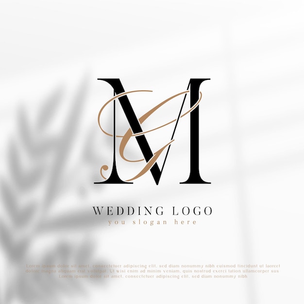 El logotipo del monograma de bodas GM MG