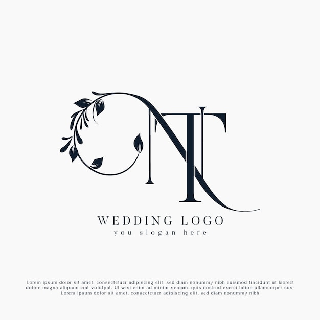 El logotipo del monograma de bodas de NT