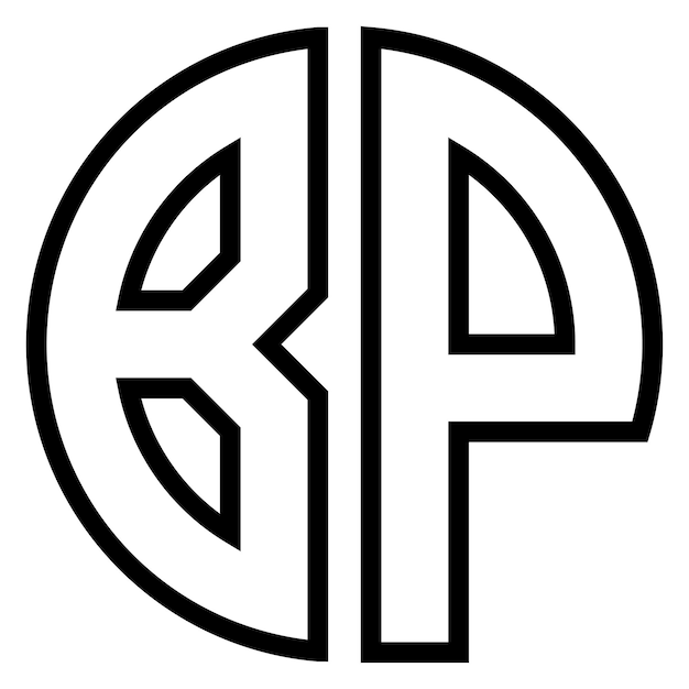 Vector el logotipo del monograma de bp en un diseño circular