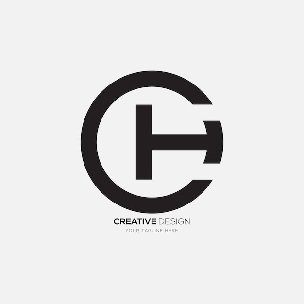 Logotipo de monograma creativo de forma moderna única con patrón de círculo de letra CH o HC