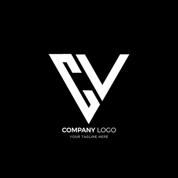 logotipo de monograma creativo de letra triangular cv