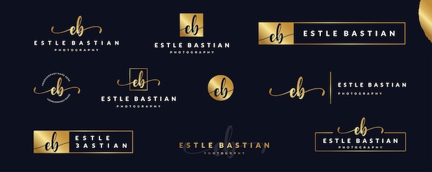 Logotipo de monograma EB E de letra inicial de lujo para la colección de plantillas de diseño de boutique de moda de belleza