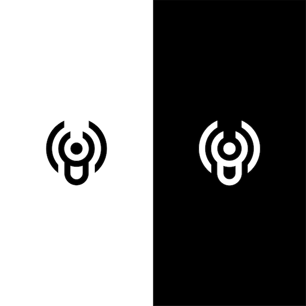 logotipo del monograma de la empresa wifi en blanco y negro