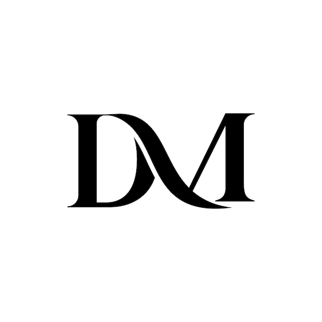 El logotipo del monograma entrelazado de DM