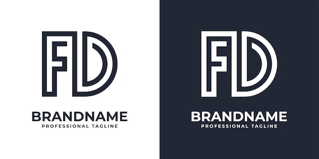 Logotipo de monograma FD simple adecuado para cualquier negocio con inicial FD o DF