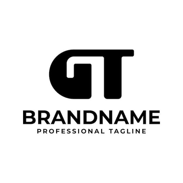 El logotipo del monograma GT es adecuado para cualquier marca con las iniciales TG o GT