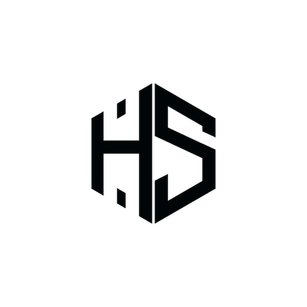 Logotipo del monograma hs en estilo hexagonal