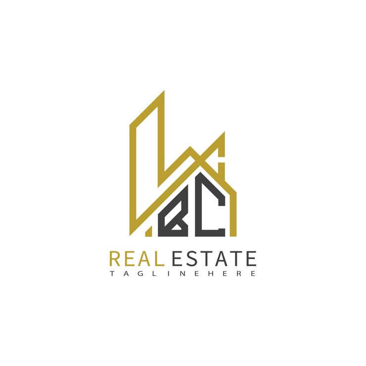 Vector logotipo de monograma inicial de bc para bienes raíces con diseño creativo de la forma del edificio y la casa