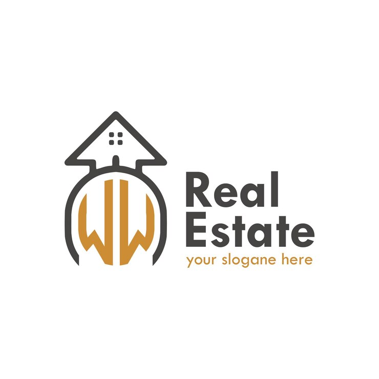 Vector logotipo de monograma inicial para bienes raíces con diseño creativo de forma de casa